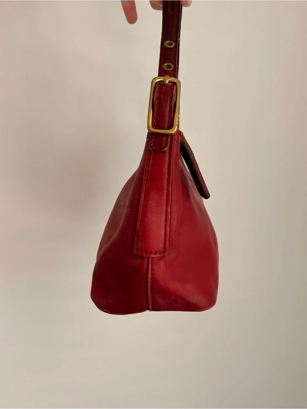 Vintage Coach Coach 9844 Demi Hobo Baguette Shoulder Bag Red Leather